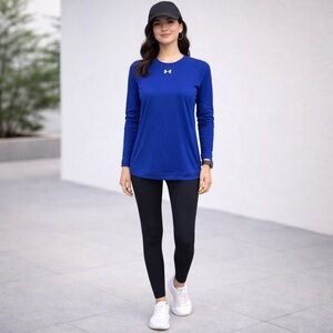 Under Armour Royal Blue Long Sleeve Workout Athletic Base Layer Tee Shirt Sz Med